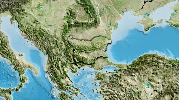 Close Bulgaria Border Area Satellite Map Capital Point Bevelled Edges — Stock Photo, Image