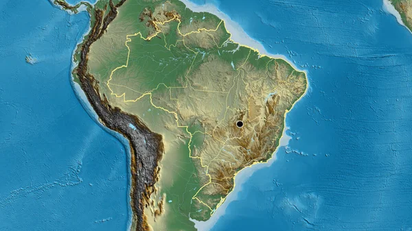 Close Brazil Border Area Its Regional Borders Relief Map Capital — Stock Photo, Image