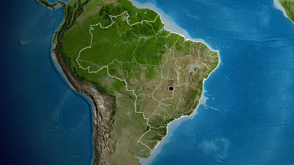Close Brazil Border Area Its Regional Borders Satellite Map Capital — Stock Photo, Image