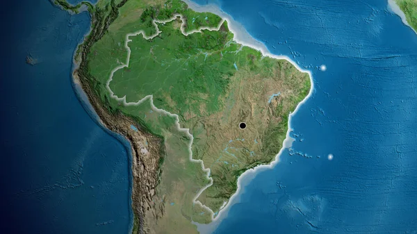 Крупный План Приграничной Зоны Бразилии Спутниковой Карте Отличный Момент Светится — стоковое фото