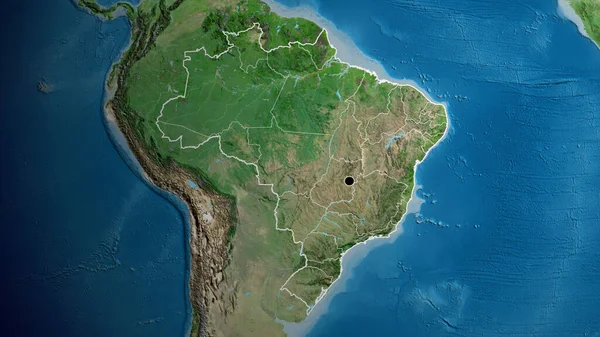 Detailní Záběr Pohraniční Oblasti Brazílie Satelitní Mapě Fakt Obrys Kolem — Stock fotografie
