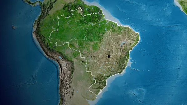 Close Brazil Border Area Satellite Map Capital Point Outline Country — Stock Photo, Image