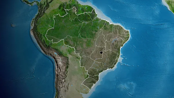 Detailní Záběr Brazilské Hraniční Oblasti Zvýrazňující Tmavý Překryv Satelitní Mapě — Stock fotografie