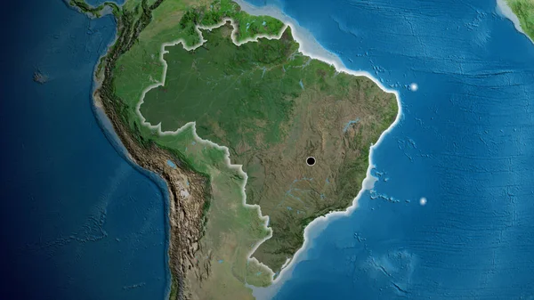 巴西边境地区的特写镜头 用卫星地图上的黑暗覆盖突出显示 资本点 风靡全国 — 图库照片
