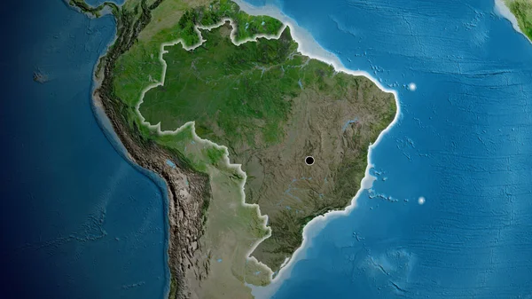 Close Área Fronteira Brasil Destacando Com Uma Sobreposição Escura Mapa — Fotografia de Stock