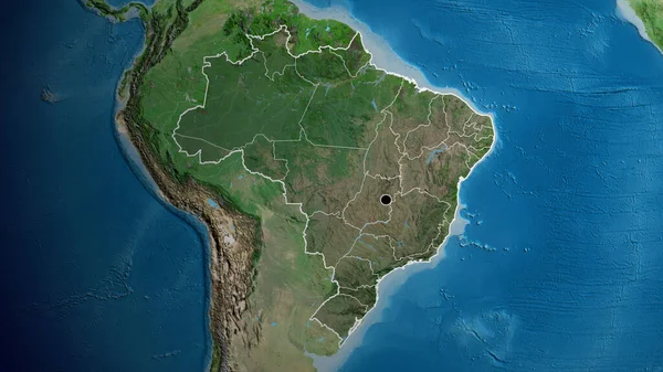 Detailní Záběr Brazilské Hraniční Oblasti Zvýrazňující Tmavý Překryv Satelitní Mapě — Stock fotografie