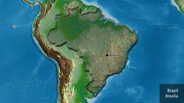 Close Área Fronteira Brasil Destacando Com Uma Sobreposição Escura Mapa — Fotografia de Stock