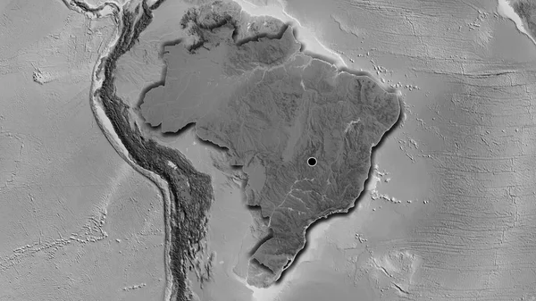 Close Brazil Border Area Highlighting Dark Overlay Grayscale Map Capital — Stock Photo, Image