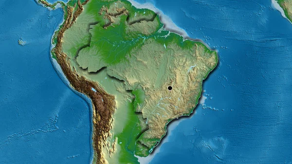 Close Área Fronteira Brasil Mapa Físico Ponto Capital Bordas Biseladas — Fotografia de Stock
