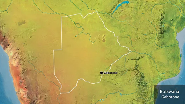 Närbild Botswanas Gränsområde Topografisk Karta Huvudpunkt Runt Landet Landets Engelska — Stockfoto