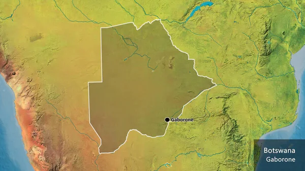 Närbild Botswanas Gränsområde Med Ett Mörkt Överdrag Topografisk Karta Huvudpunkt — Stockfoto