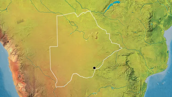 Primer Plano Zona Fronteriza Botswana Mapa Topográfico Punto Capital Esquema — Foto de Stock