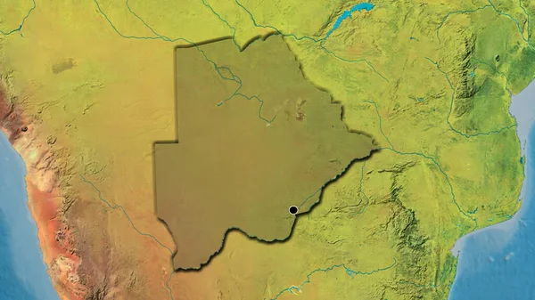 在博茨瓦纳边境地区进行的近距离调查显示 地形图上有一层黑暗的阴影 资本点 国家形状的斜边 — 图库照片