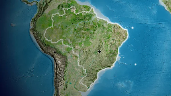 Close Van Het Braziliaanse Grensgebied Een Satellietkaart Hoofdpunt Glow Rond — Stockfoto