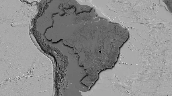 Nahaufnahme Des Brasilianischen Grenzgebiets Auf Einer Zweistufigen Karte Kapitalpunkt Abgeschrägte — Stockfoto