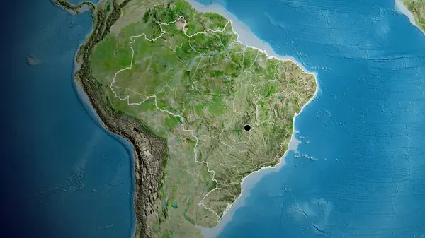 Close Van Het Braziliaanse Grensgebied Een Satellietkaart Hoofdpunt Overzicht Rond — Stockfoto