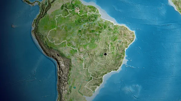 Detailní Záběr Brazilské Hraniční Oblasti Jejích Regionálních Hranic Satelitní Mapě — Stock fotografie