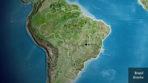 Close Área Fronteira Com Brasil Suas Fronteiras Regionais Mapa Satélite — Fotografia de Stock