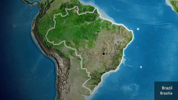 Close Área Fronteira Brasil Mapa Satélite Ponto Capital Brilha Volta — Fotografia de Stock