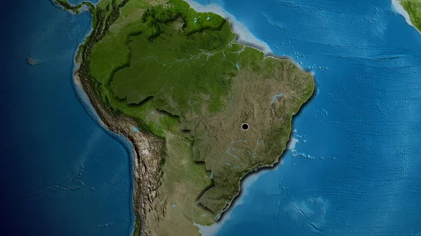 巴西边境地区的特写镜头 用卫星地图上的黑暗覆盖突出显示 资本点 国家形状的斜边 — 图库照片