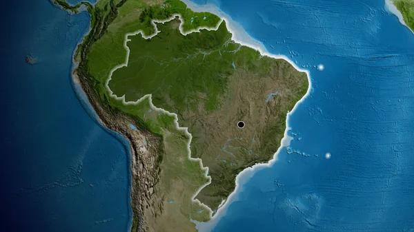 Close Brazil Border Area Highlighting Dark Overlay Satellite Map Capital — Stock Photo, Image