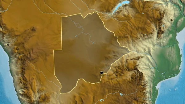 Крупный План Приграничной Зоны Ботсваны Выделяющийся Тёмным Наложением Рельефную Карту — стоковое фото