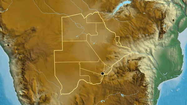 Крупный План Приграничной Зоны Ботсваны Региональных Границ Карте Рельефа Отличный — стоковое фото