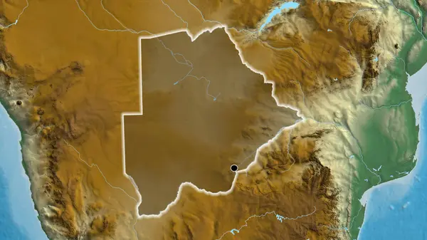 Крупный План Приграничной Зоны Ботсваны Выделяющийся Тёмным Наложением Рельефную Карту — стоковое фото