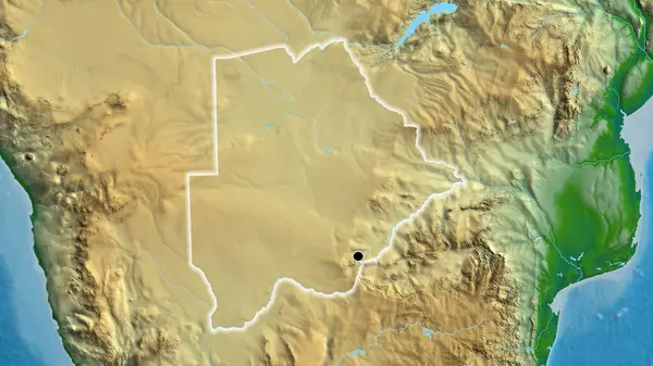 Närbild Botswanas Gränsområde Fysisk Karta Huvudpunkt Glow Runt Landet Form — Stockfoto