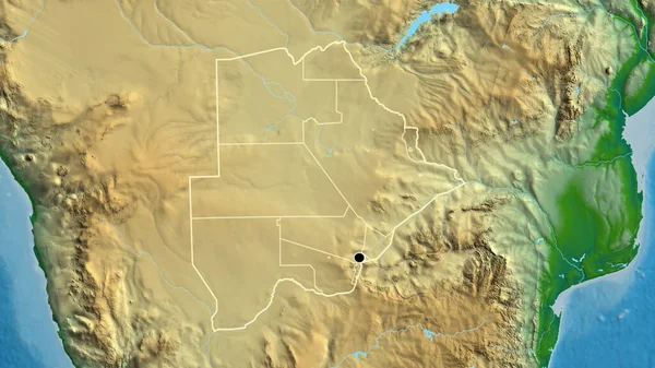 Närbild Gränsområdet Botswana Och Dess Regionala Gränser Fysisk Karta Huvudpunkt — Stockfoto