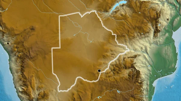 Close Zona Fronteiriça Botsuana Num Mapa Socorro Ponto Capital Brilho — Fotografia de Stock
