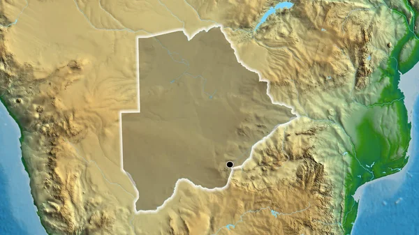 Detailní Záběr Pohraniční Oblasti Botswany Zvýrazňující Tmavou Vrstvu Fyzické Mapě — Stock fotografie