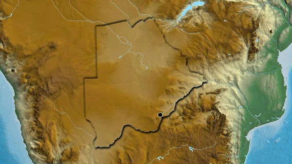 Close Zona Fronteiriça Botsuana Num Mapa Socorro Ponto Capital Bordas — Fotografia de Stock