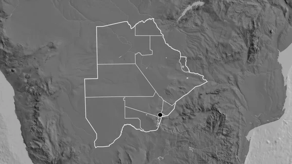 Primer Plano Zona Fronteriza Botswana Mapa Bilevel Punto Capital Esquema —  Fotos de Stock