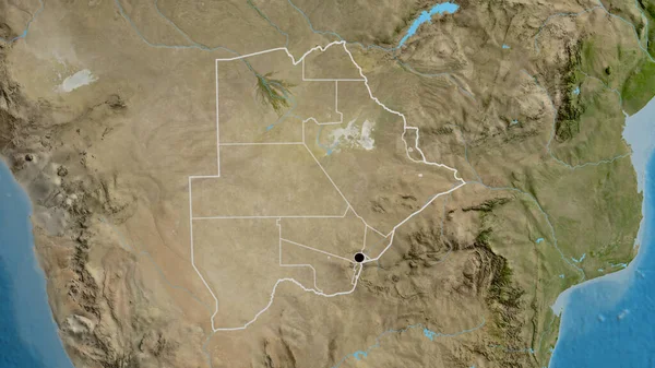衛星地図上のボツワナ国境付近の閉鎖 資本ポイント 全国の概要 — ストック写真