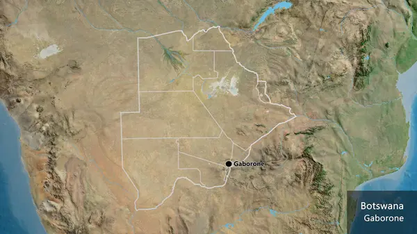 Primer Plano Zona Fronteriza Botswana Mapa Satelital Punto Capital Esquema — Foto de Stock