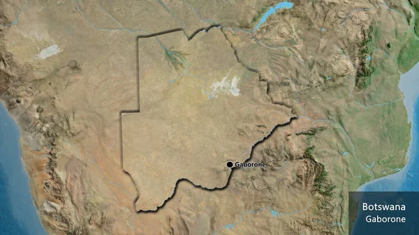 Primer Plano Zona Fronteriza Botswana Mapa Satelital Punto Capital Bordes — Foto de Stock