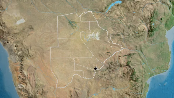 Närbild Gränsområdet Botswana Och Dess Regionala Gränser Satellitkarta Huvudpunkt Skissera — Stockfoto