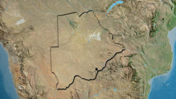 Gros Plan Frontière Botswana Sur Une Carte Satellite Point Capital — Photo