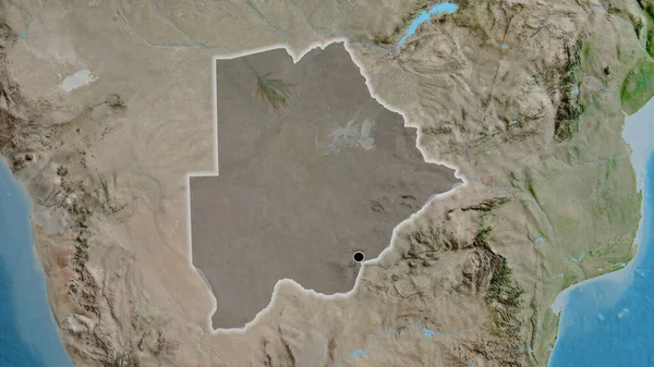 Крупный План Приграничной Зоны Ботсваны Выделяющийся Тёмным Наложением Спутниковую Карту — стоковое фото