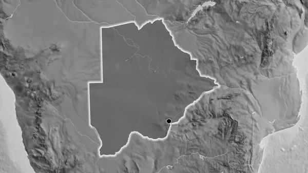 Botswana Sınır Bölgesinin Gri Tonlamalı Bir Haritada Koyu Bir Örtüyle — Stok fotoğraf