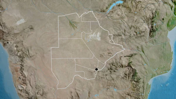 Primer Plano Zona Fronteriza Botswana Sus Fronteras Regionales Mapa Satelital —  Fotos de Stock