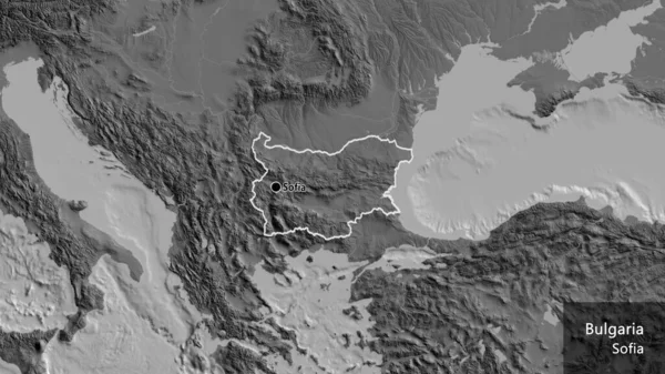 Zbliżenie Strefy Przygranicznej Bułgarii Mapie Dwupoziomowej Główny Punkt Zarys Kształtu — Zdjęcie stockowe