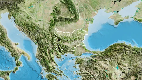 Close Bulgaria Border Area Its Regional Borders Satellite Map Capital — Stock Photo, Image
