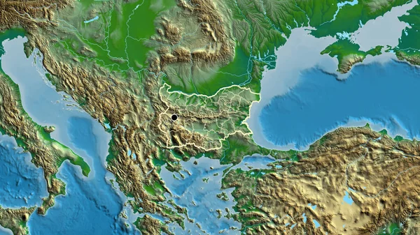 Крупный План Приграничной Зоны Болгарии Региональных Границ Физической Карте Отличный — стоковое фото