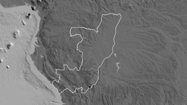 Kongo Cumhuriyeti sınırına yakın plan bir bileklik haritası üzerinde. Ana nokta. Ülke şekli etrafında özet geç. 