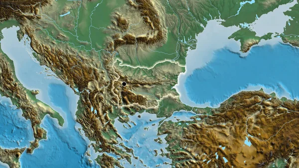 Bulgáriai Határ Menti Terület Közelsége Amely Egy Domborzati Térképen Sötét — Stock Fotó
