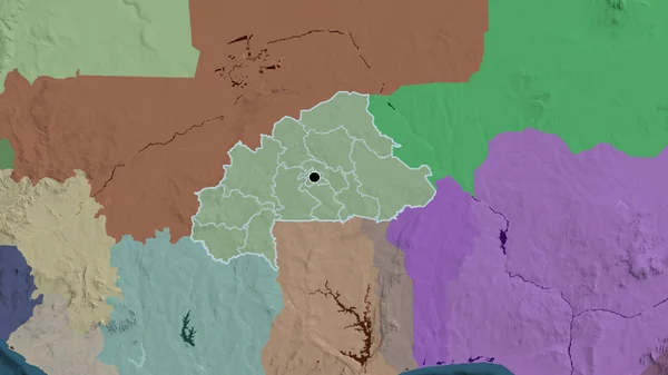Närbild Gränsområdet Burkina Faso Och Dess Regionala Gränser Administrativ Karta — Stockfoto