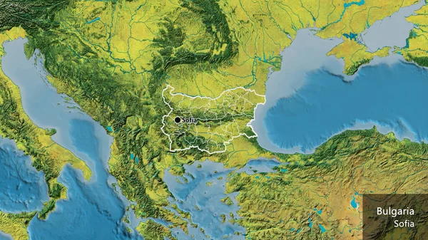 Detailní Záběr Pohraniční Oblasti Bulharska Jeho Regionálních Hranic Topografické Mapě — Stock fotografie