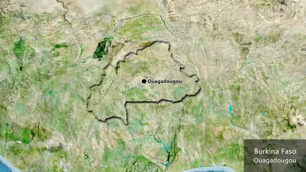 Närbild Burkina Fasos Gränsområde Satellitkarta Huvudpunkt Skalade Kanter Landet Form — Stockfoto